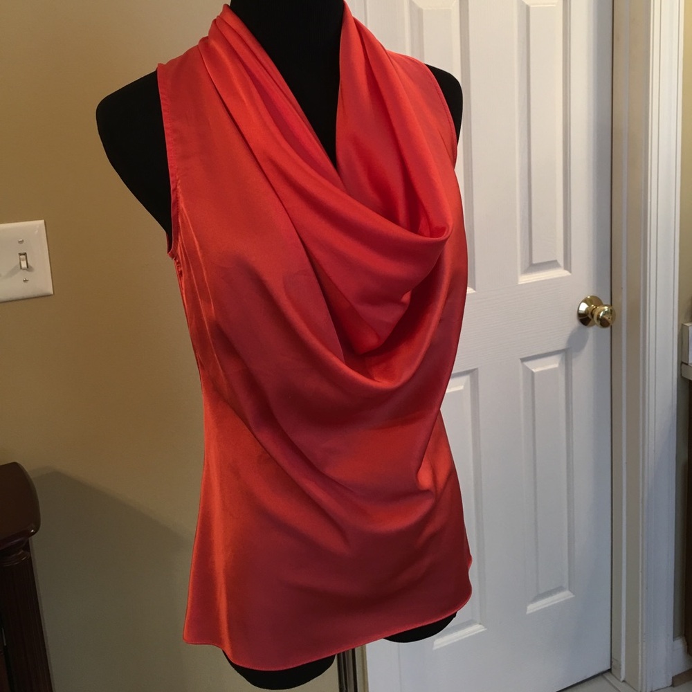 Boston Proper Orange Drape Neck Blouse